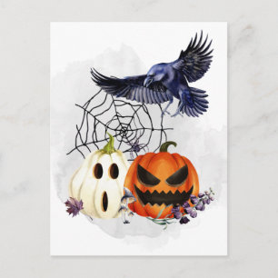 Halloween Gothic Raven Crow Pumpkins Briefkaart