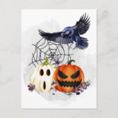 Halloween Gothic Raven Crow Pumpkins Briefkaart (Voorkant)