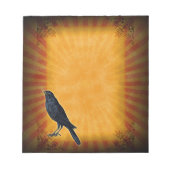 Halloween Gothic Raven op Sinaasappel Notitieblok (Voorkant)