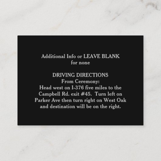 Halloween gothic Red Black 3,5 x 2,5 ontvangst Informatiekaartje (Achterkant)