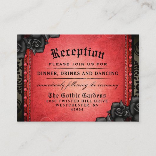 Halloween gothic Red Black 3,5 x 2,5 ontvangst Informatiekaartje (Voorkant)