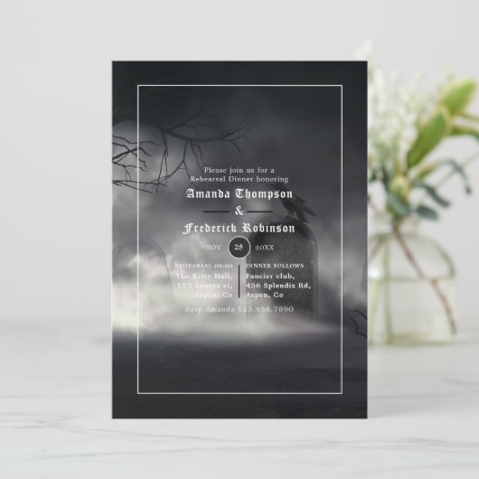 Halloween Gothic Rehearsal Dinner in Invitation Kaart (Staand voorkant)