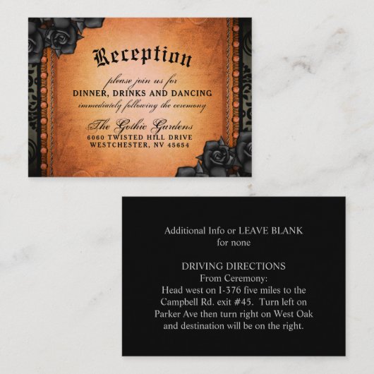 Halloween Gothic Sinaasappel Zwart 3.5 x 2.5 Recep Informatiekaartje (Voorkant / Achterkant)