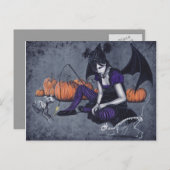 Halloween Gothic Skeleton Cats Demon Briefkaart (Voorkant / Achterkant)