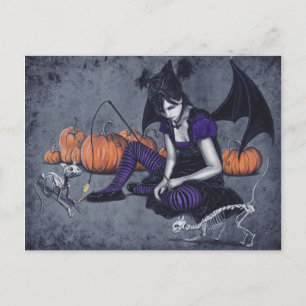 Halloween Gothic Skeleton Cats Demon Briefkaart