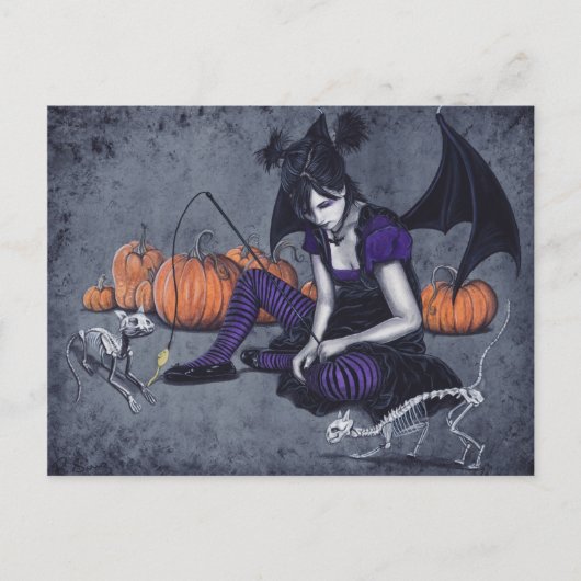 Halloween Gothic Skeleton Cats Demon Briefkaart (Voorkant)
