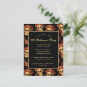 Halloween Gothic Skull Black Party Invitation Briefkaart (Staand voorkant)