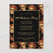 Halloween Gothic Skull Black Party Invitation Briefkaart (Voorkant)