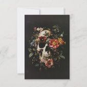 Halloween Gothic Skull Bloemen Zwarte bruiloft RSVP Kaartje (Achterkant)