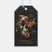 Halloween Gothic Skull Floral Wedding Cadeaulabel (Voorkant)