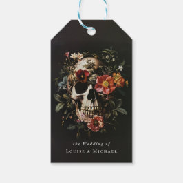 Halloween Gothic Skull Floral Wedding Cadeaulabel