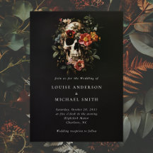 Halloween Gothic Skull Floral Wedding