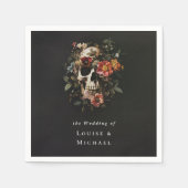 Halloween Gothic Skull Floral Wedding Servet (Voorkant)