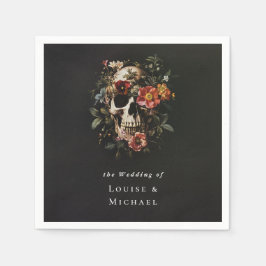 Halloween Gothic Skull Floral Wedding Servet