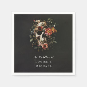 Halloween Gothic Skull Floral Wedding Servet