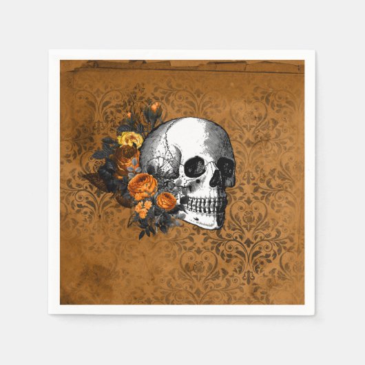 Halloween  Gothic Skull Flower Party servetten (Voorkant)