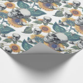 Halloween Gothic Skull Sunflower Cadeaupapier (Hoek)