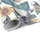 Halloween Gothic Skull Sunflower Cadeaupapier (Rol Hoek)