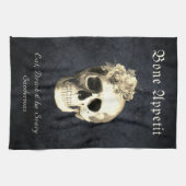 Halloween Gothic Skull White Roses gepersonaliseer Theedoek (Horizontaal)