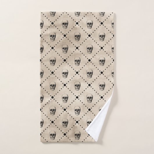  Halloween Gothic Skulls Grid Pattern Bad Handdoek (Handdoek)