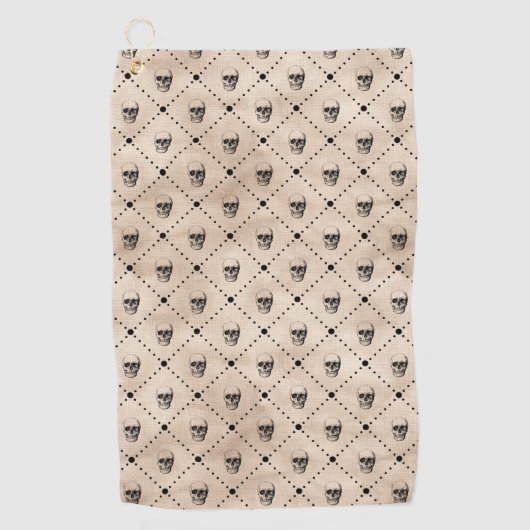 Halloween Gothic Skulls Grid Pattern Golfhanddoek (Voorkant)
