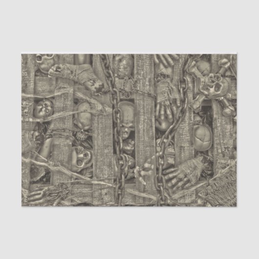 Halloween Gothic Skulls Old Style Sepia Tissuepapier (Voorkant)