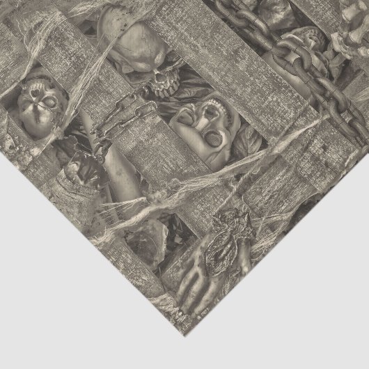 Halloween Gothic Skulls Old Style Sepia Tissuepapier (Detail)