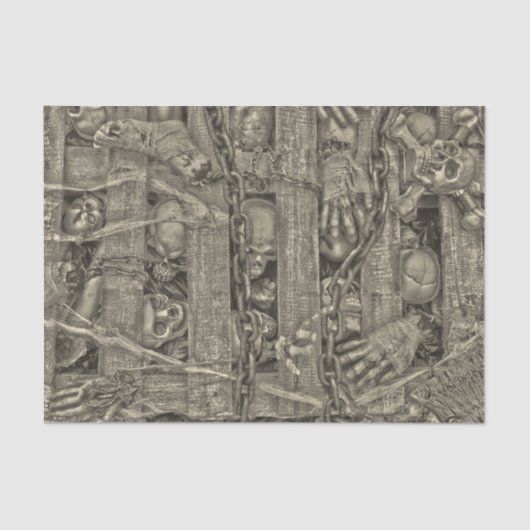 Halloween Gothic Skulls Old Style Sepia  Tissuepapier (Voorkant)