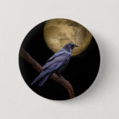 Halloween, Gothic Style Raven en Moon Ronde Button 5,7 Cm (Voorkant)