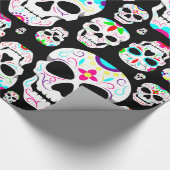 Halloween Gothic Sugar Skulls Zwart Cadeaupapier (Hoek)