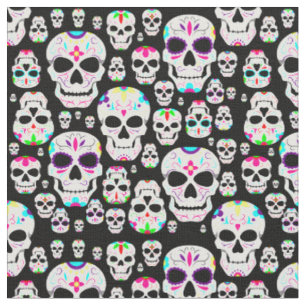 Halloween Gothic Sugar Skulls Zwart Stof