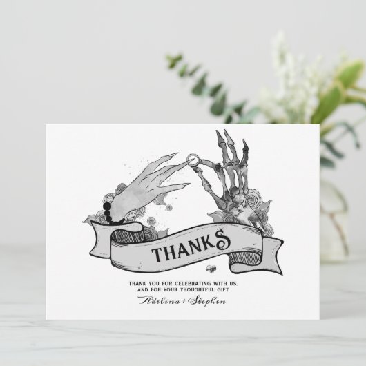 Halloween Gothic Til Death Do US Party Bruiloft Bedankkaart (Staand voorkant)