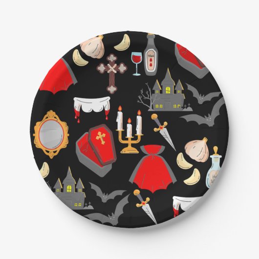 halloween gothic vampire garlic holy water fangs papieren bordje (Voorkant)