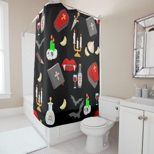 halloween gothic vampire hunter garlic dagger fang douchegordijn (In situ)