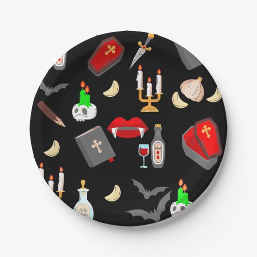 halloween gothic vampire hunter garlic dagger fang papieren bordje (Voorkant)