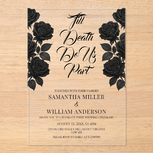 Halloween Gothic Wedding Acryl Uitnodigingen (Voorkant)