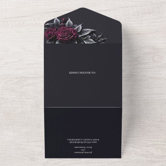 Halloween Gothic Wedding All In One Uitnodiging (Buitenkant)