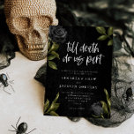 Halloween Gothic Wedding Invitation Kaart<br><div class="desc">Gothic halloween-thematrouwuitnodigkaart met zwarte rozen. In de tekst staat: "Tot de dood ons deelneemt."</div>