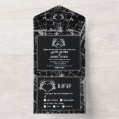 Halloween Gothic Wedding Skeleton Hart Handen All In One Uitnodiging (Binnen)
