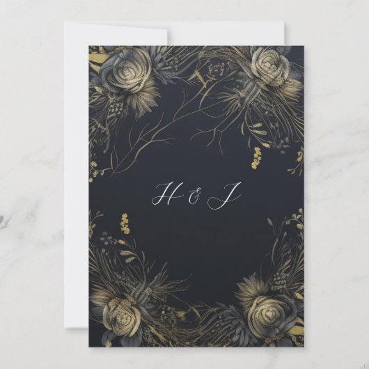 Halloween Gothic Zwart Bruiloft Kaart (Achterkant)