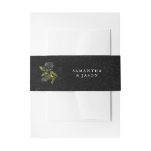 Halloween Gothic Zwart Roos Bruiloft Uitnodigingen Wikkel