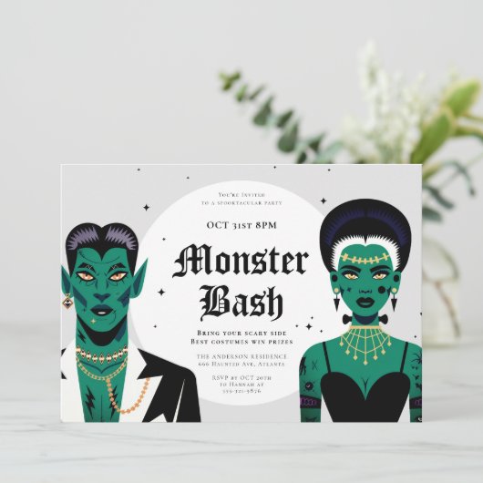 Halloween Gothics Frankenstein Monster Bash Kaart (Staand voorkant)