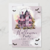 Halloween  Gotisch Huis Roze Kaart (Voorkant)