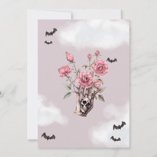 Halloween  Gotisch Huis Roze Kaart (Achterkant)