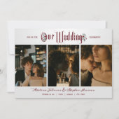 Halloween Gotisch Script Red Roses 3 Foto Bruiloft Kaart (Voorkant)