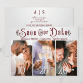 Halloween Gotisch Script Rozen Drie Foto Bruiloft Save The Date (Voorkant / Achterkant)