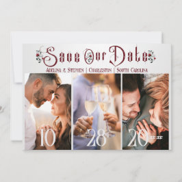 Halloween Gotisch Script Rozen Drie Foto Bruiloft Save The Date