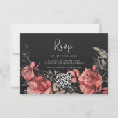 Halloween Gotische Bloemen QR Code Bruiloft RSVP Kaartje (Voorkant)