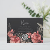 Halloween Gotische Bloemen QR Code Bruiloft RSVP Kaartje (Staand voorkant)