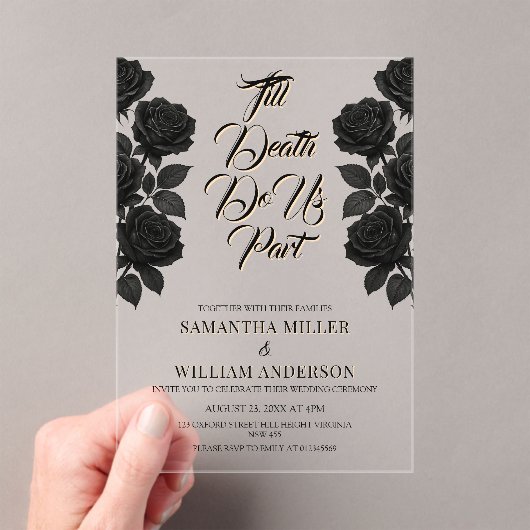 Halloween Gotische Bruiloft Acryl Uitnodigingen (Insitu (Draagbaar))